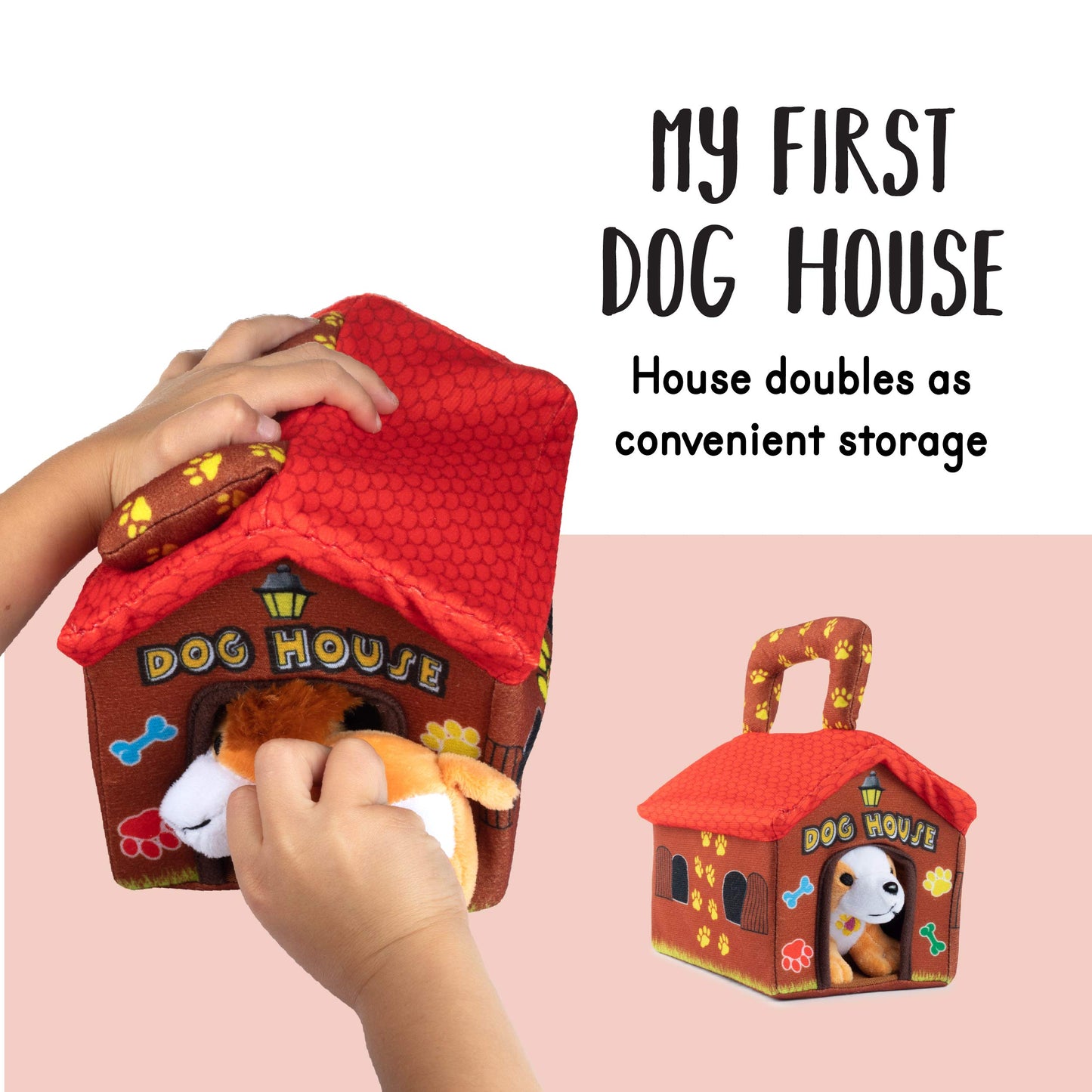 Plush Creations Talking Plush Dog House Carrier With 4 Soft & Cuddly, Talking & Barking, Stuffed Plush Dogs. Excellent Interacti