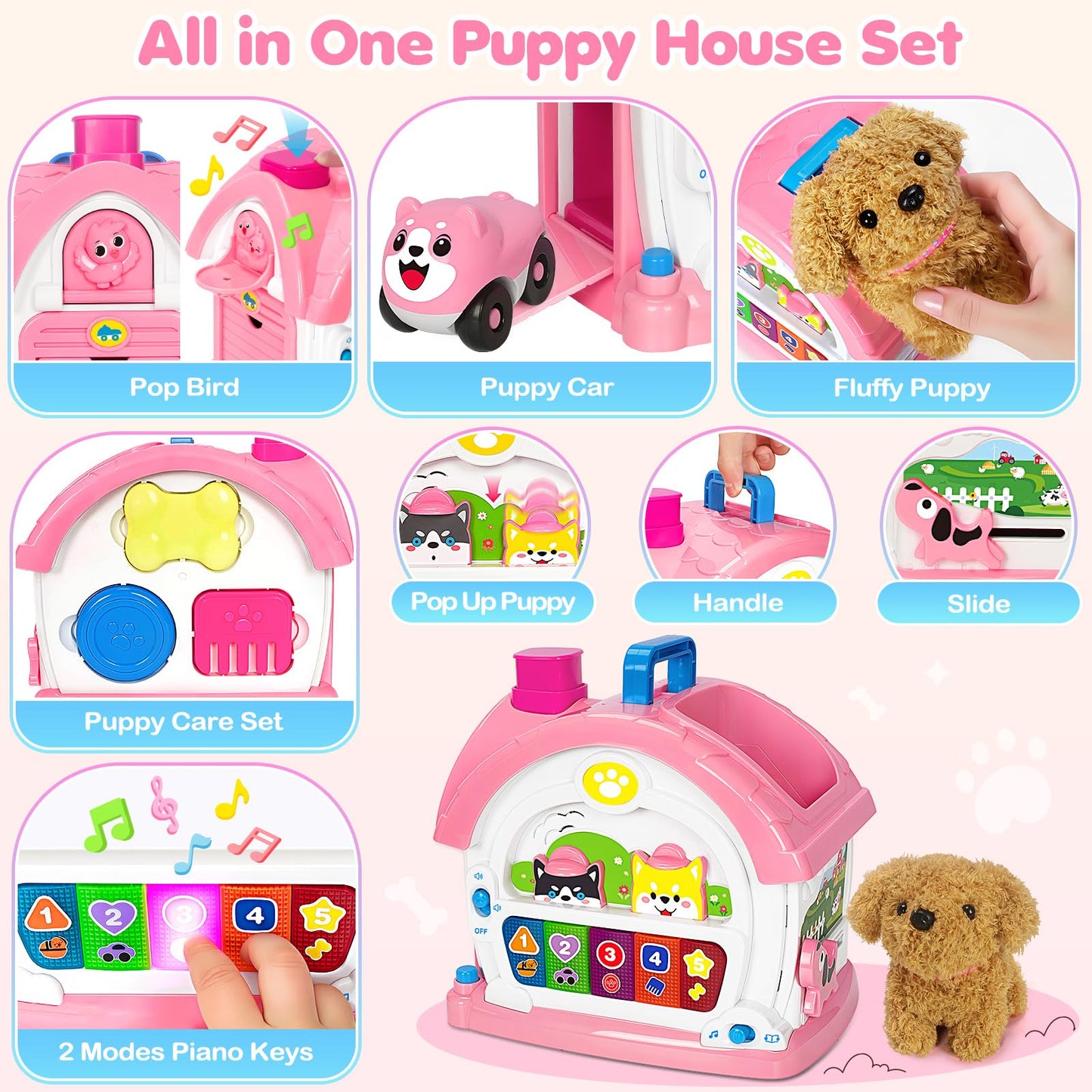 Ellinjan Montessori Toys for 1 2 3 Year Old Girl Gifts, Baby Musical Toys 12 18+ Months, 10 in 1 Bilingual Learning Toy with Sou