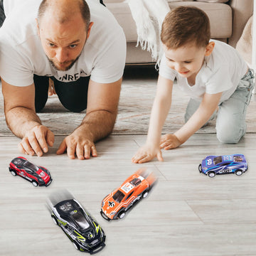 ArtCreativity Pullback Flip Stunt Cars for Boys (Set of 12) Pullback Diecast Race Cars for Kids in 8 Cool Designs - Retro Toy Ca