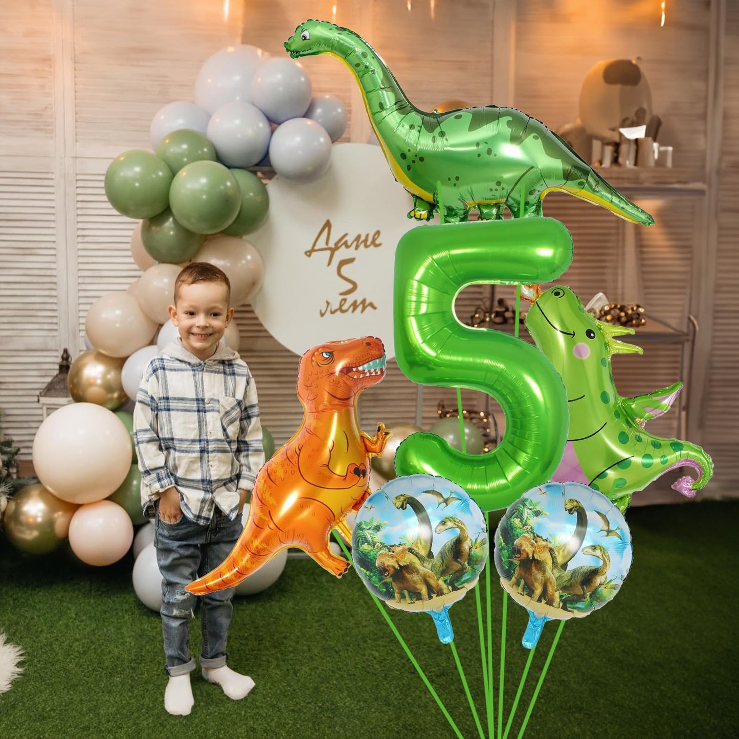 Dinosaur 5Th Birthday Decorations, Dinosaur Birthday Party Decorations With Giant Inflatable Dinosaur Balloons 40 Inch Helium Foil Mylar Number 5 Balloons For Dinosaur Theme Birthday Party Decorations