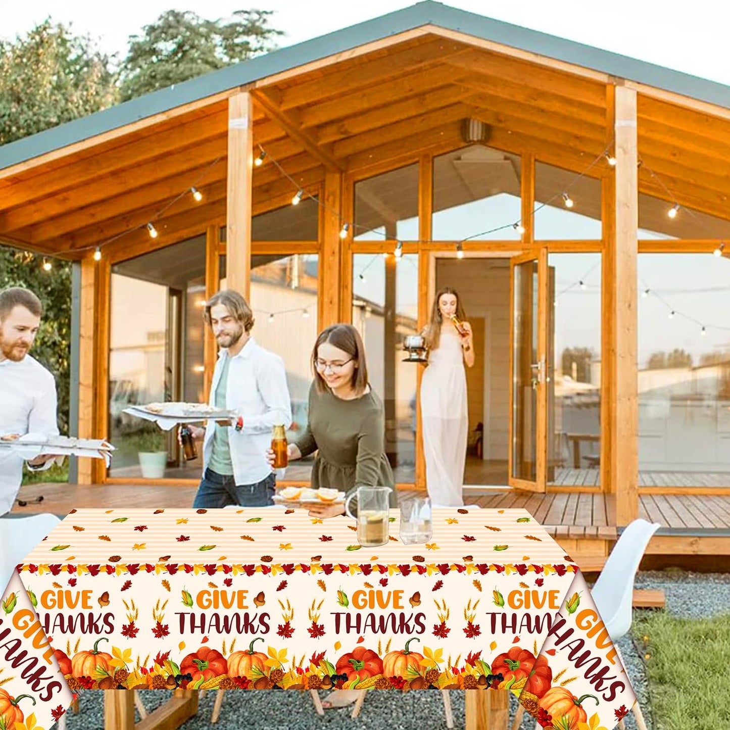 UROINEPA Thanksgiving Tablecloth 3 Pcs Fall Table Cloths Rectangle Maple Leaf Pumpkin Table Cloth Autumn Tablecover for Thanksgi
