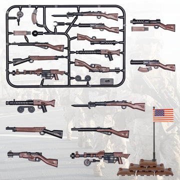 MaozyHomie 36 Pcs  Pack Military U.S Field Force  Toy Set - Brown  Accessories Weapon Battle Building Blocks Compatible with Major Brand  3 Years Old and up