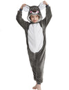 Acogna Onesie Kids Plush Animal Koala Costume One Piece Pajamas Girls Boys Teen Halloween Cosplay Sleepwear Gray 8-9 Years