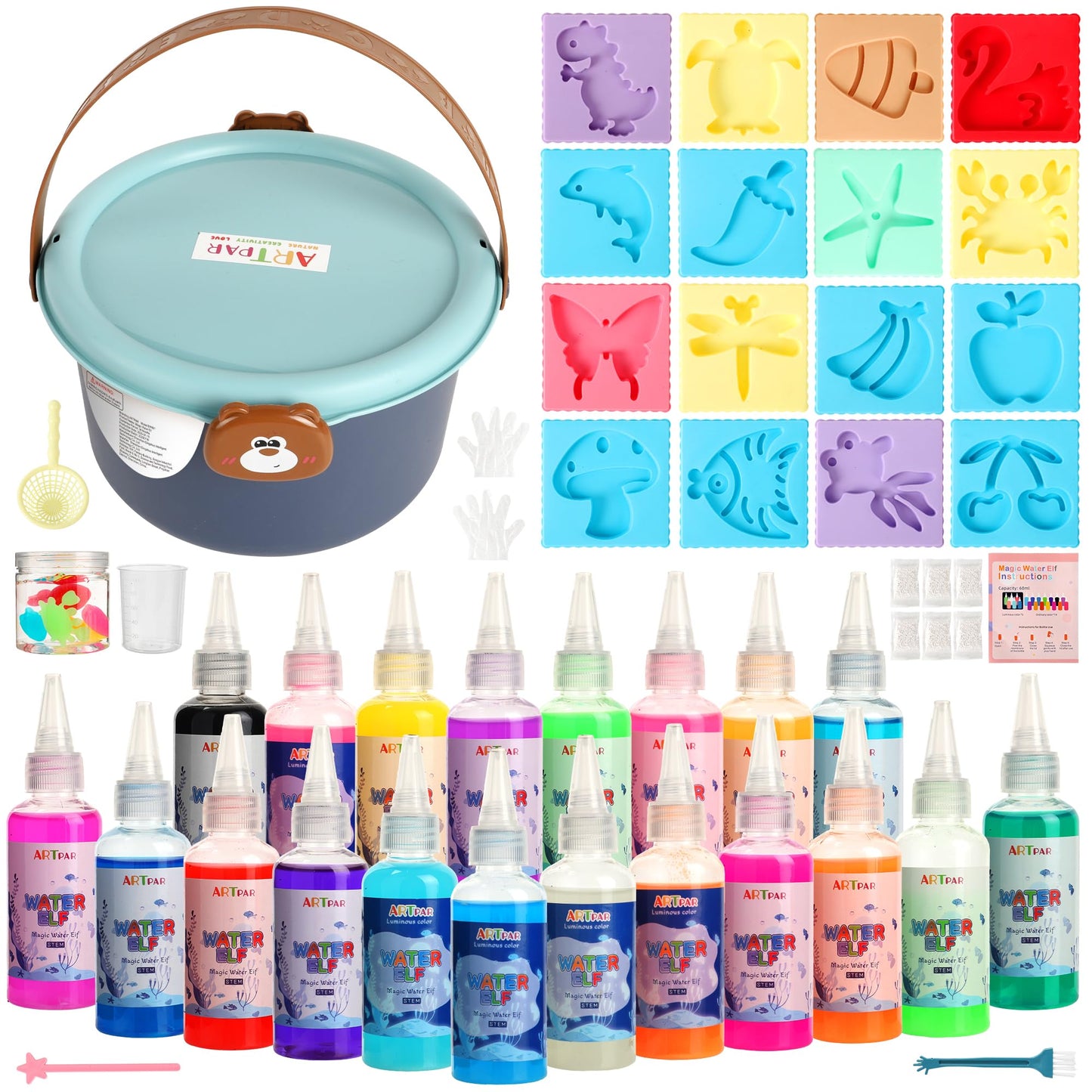 ARTPAR Magic Water Elf - 20 Colors Aqua Fairy Water Gel kit for Kids, Create Your Own Water Pets & Fairy Toys, Fun Sensory Craft