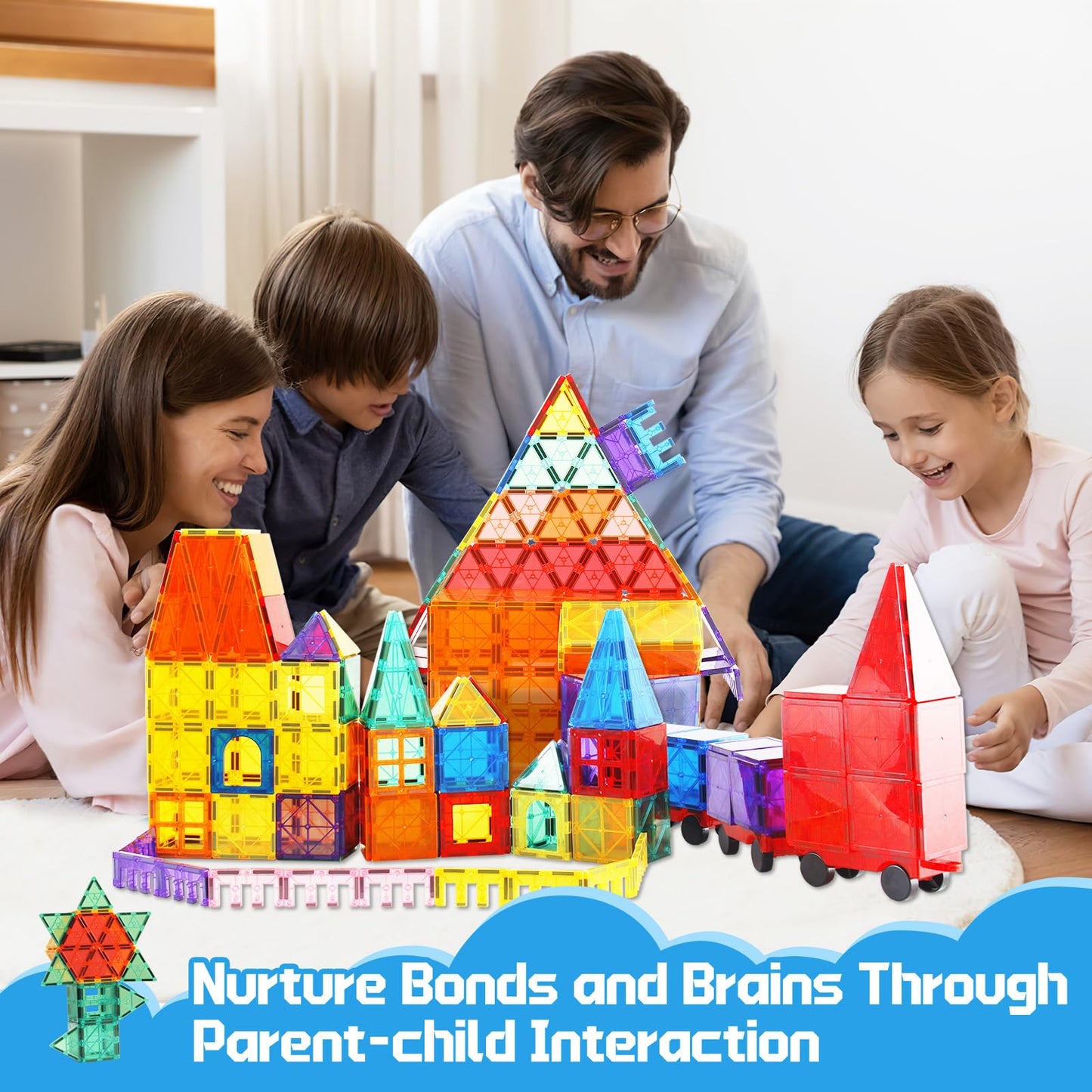 Paaxido Magnetic Tiles - 100 Pieces Magnetic Blocks for Kids, Magnet Tiles Building Blocks Set, Construction STEM Magnet Toys Gi