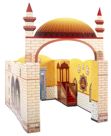 My Portable Cardboard Playhouse Masjid For Muslim Kids-Educational Interactive Toy For Learning Praying,Quran Book,Pray And Isla