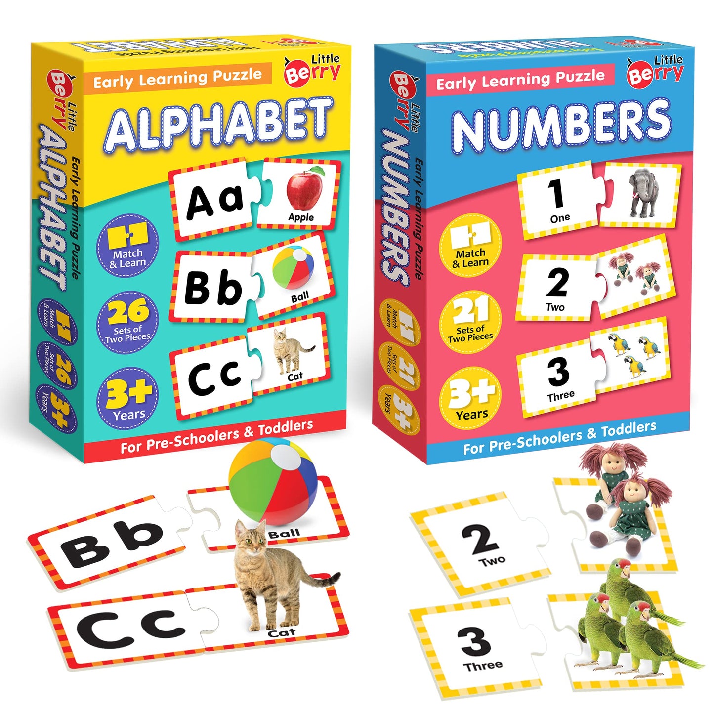 Little Berry Early Learning Puzzle For Kids: Alphabets And Numbers | 90+ Thick Puzzle Pieces, 45+ SelfCorrecting 2Piece Jigsaw