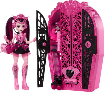 Monster High Skulltimate Secrets Doll Set - Draculaura with Dress-Up Closet & 19+ Accessories, Multicolor, Model HXH84