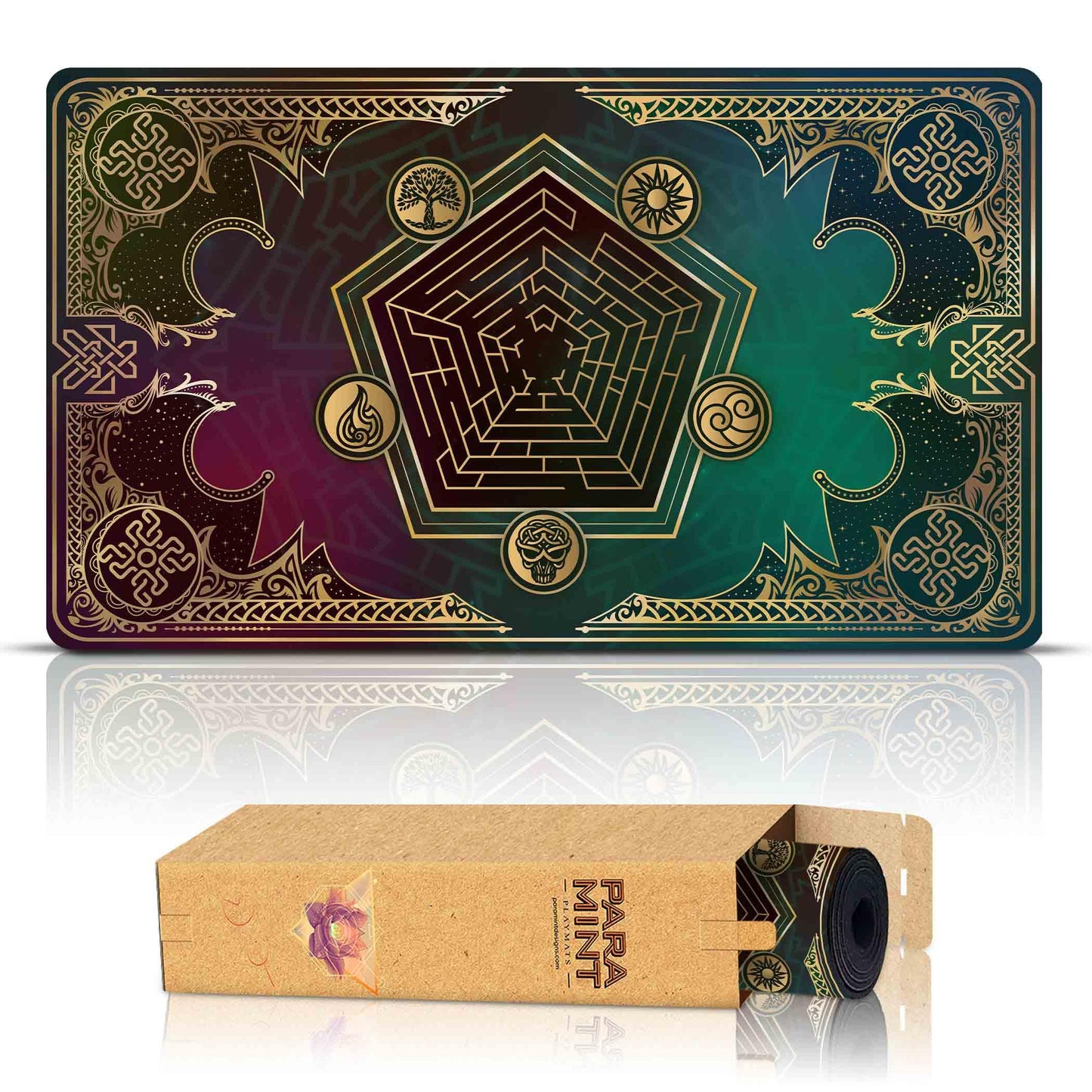 Paramint Mana Blast(Stitched) - Mtg Playmat - Perfect For Magic The Gathering, Pokemon, Yugioh, Anime - Tcg Card Game Table Mat - Durable, Thick, Cloth Fabric Top With Rubber Bottom By Daniel Ziegler