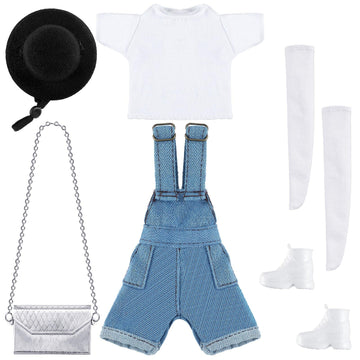Geyoga Doll Clothes 12 Inch Doll Accessories Casual Wear Clothes Outfits With Shoes Socks Hat Bag Top Jumpsuit Set Gift(Light)