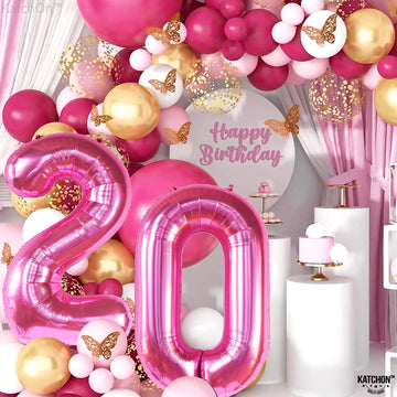 Katchon, Hot Pink 20 Balloon Number - 40 Inch | 20Th Birthday Decorations For Women | Number 20 Birthday Balloons, 20 Year Old Birthday Decorations | 20Th Birthday Balloons, 20 Birthday Decorations