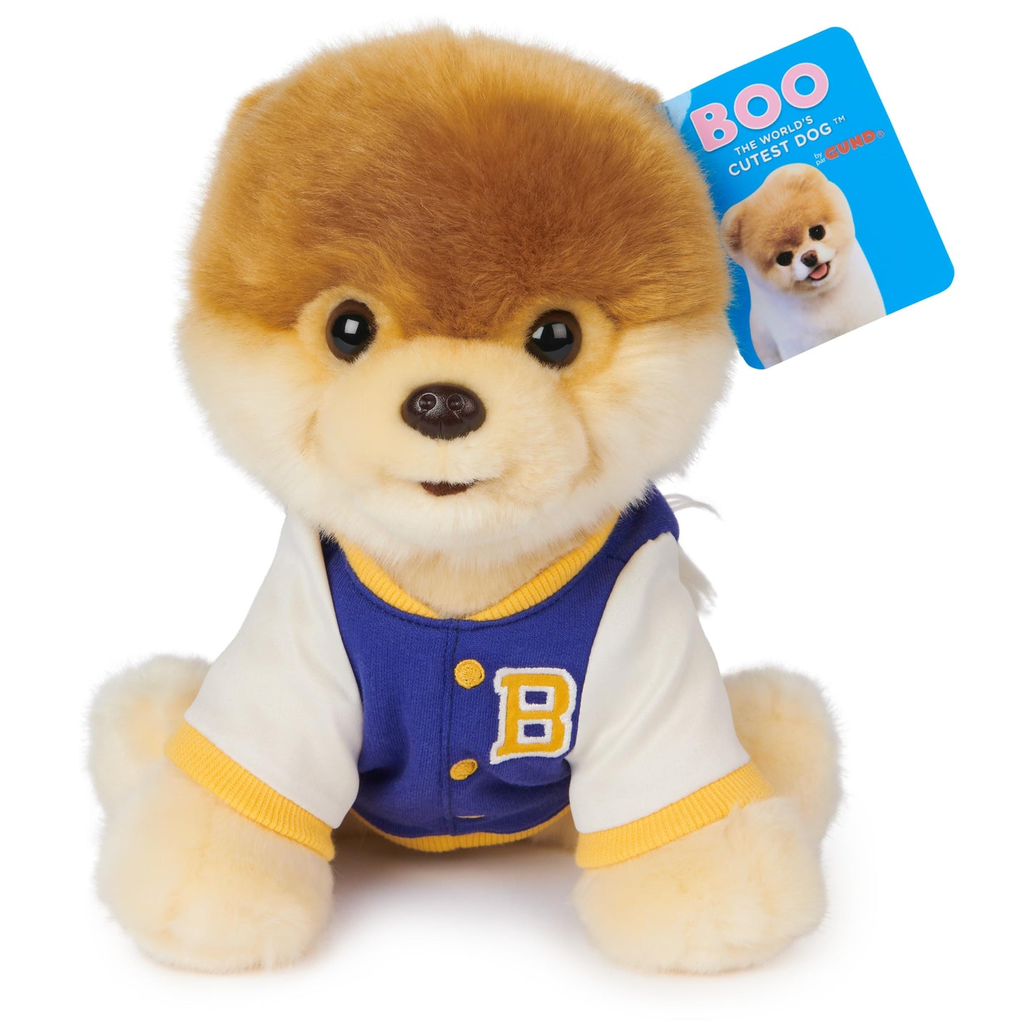 GUND Boo Plush Pomeranian Dog Varsity Jacket 9” Stuffed Animal, Polyester, Ages 1+
