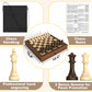 enhanced Natural Walnut 13 x 13 Magnetic Wooden Chess Set with 1 Built-in Storage Drawers - 2 Bonus Extra Queens - 24 Checkers Pieces - Staunton Chess Pieces  Board Games Chess Sets