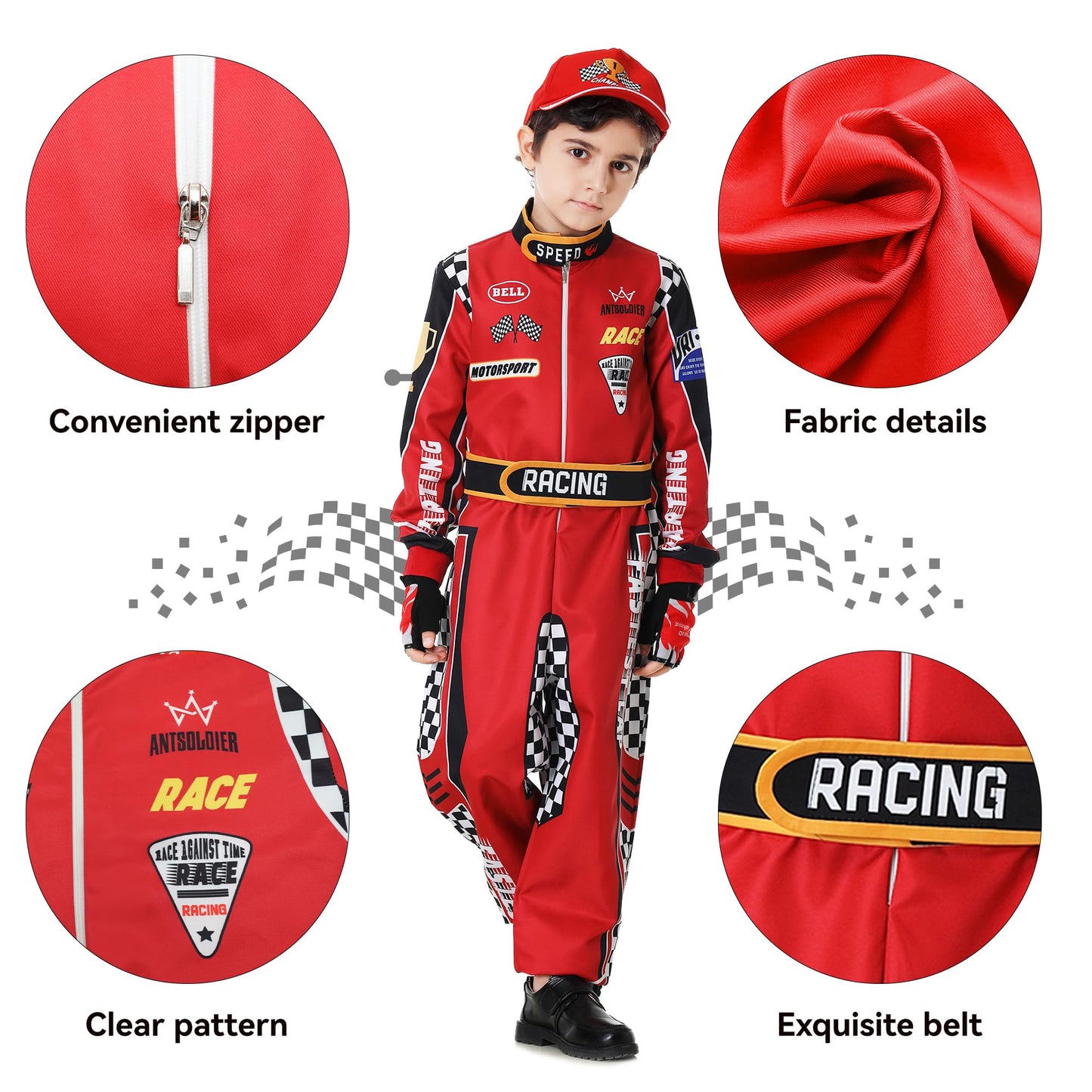 Aicoaub Race Car Driver Costume Boys Racer Jumpsuit Kids Disfraz De Carro Para Nio With Sunglasses For Toddler Halloween