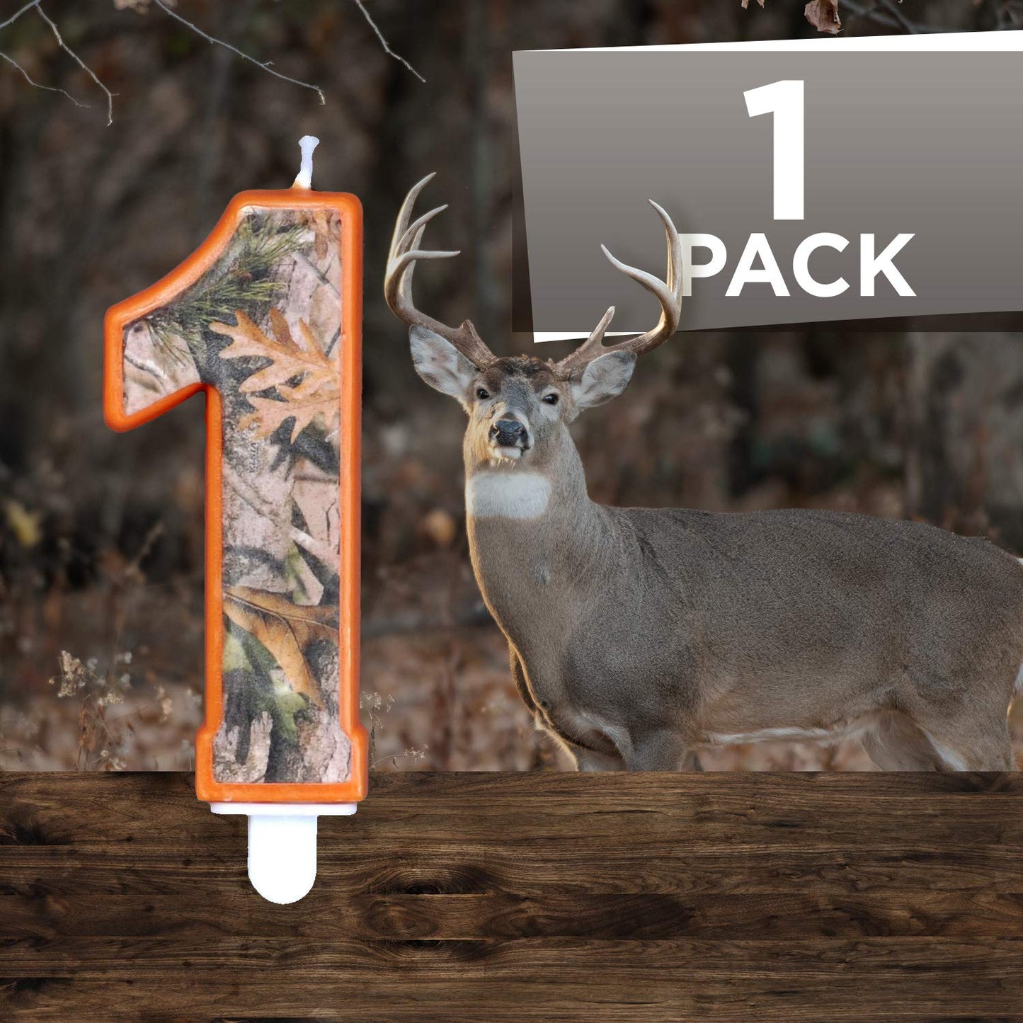 Havercamp Next Camo Party Birthday Number 1 Candle | 1 Count | Great for Hunter Themed Party, Camouflage Motif, Birthday Event,