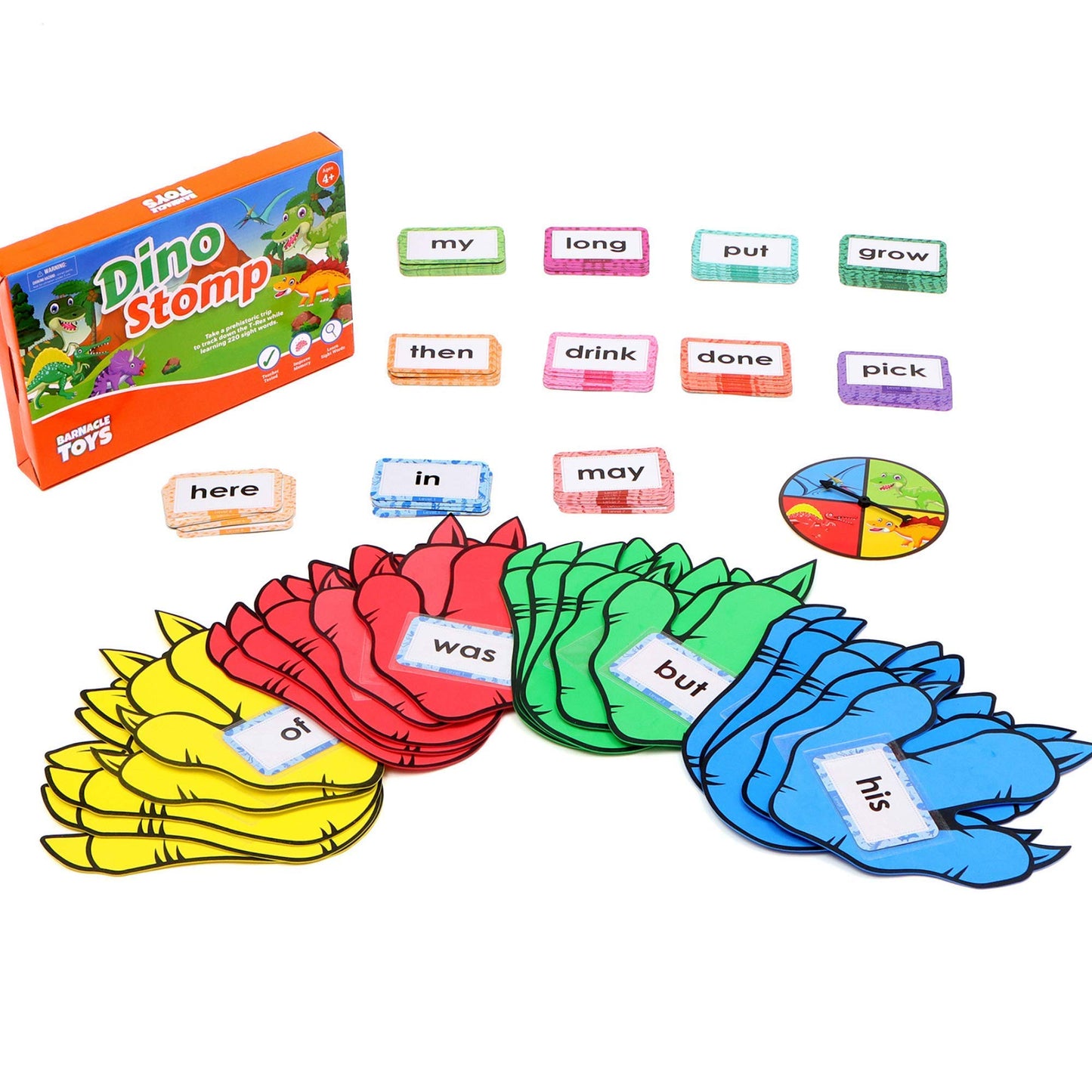 Barnacle Toys Dino Stomp  Dolch Sight Words Flash Cards Kindergarten Learning Games  Learning to Read for Kids Ages 5-7  1st Grade Learning Materials  Reading Games for Kids Ages 4-8