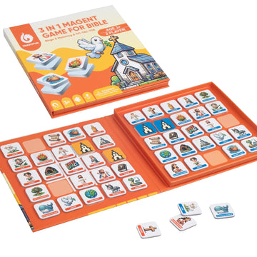 Travofun Magnetic 3 In1 Bible Games For Kids -Includes Bingo,Tic-Tac-Toe, Memory Games For Kids Ages 4-8, Perfect For Travel, Fa