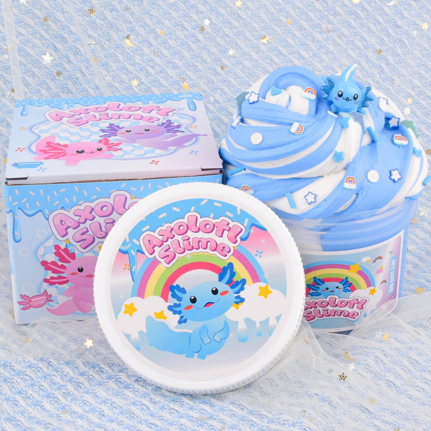 Blue Axolotl Slime  Axolotl Butter Slime Kit  Scented Slime Party Favors for Kids  Super Soft  Non-Sticky  Stretchy  Stress Relief Toy  Birthday Gifts for Boys & Girls