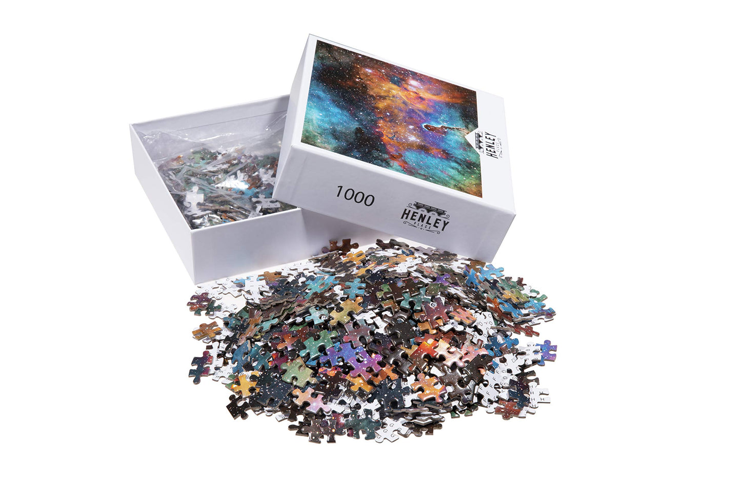 Henley Place Space Puzzle - 1000 Piece Deepspace Puzzle For Adults, Outerspace Jigsaw Puzzle With Fun Fact Poster & Reference Poster, Nasa Puzzle, Nebula Illustration 20X27 Inches