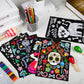 Zhanmai 30 Pcs Color Your Own Funny Day of The Dead Posters DIY Happy Day of The Dead Crafts Bulk Color Your Own Poster DIY Craf