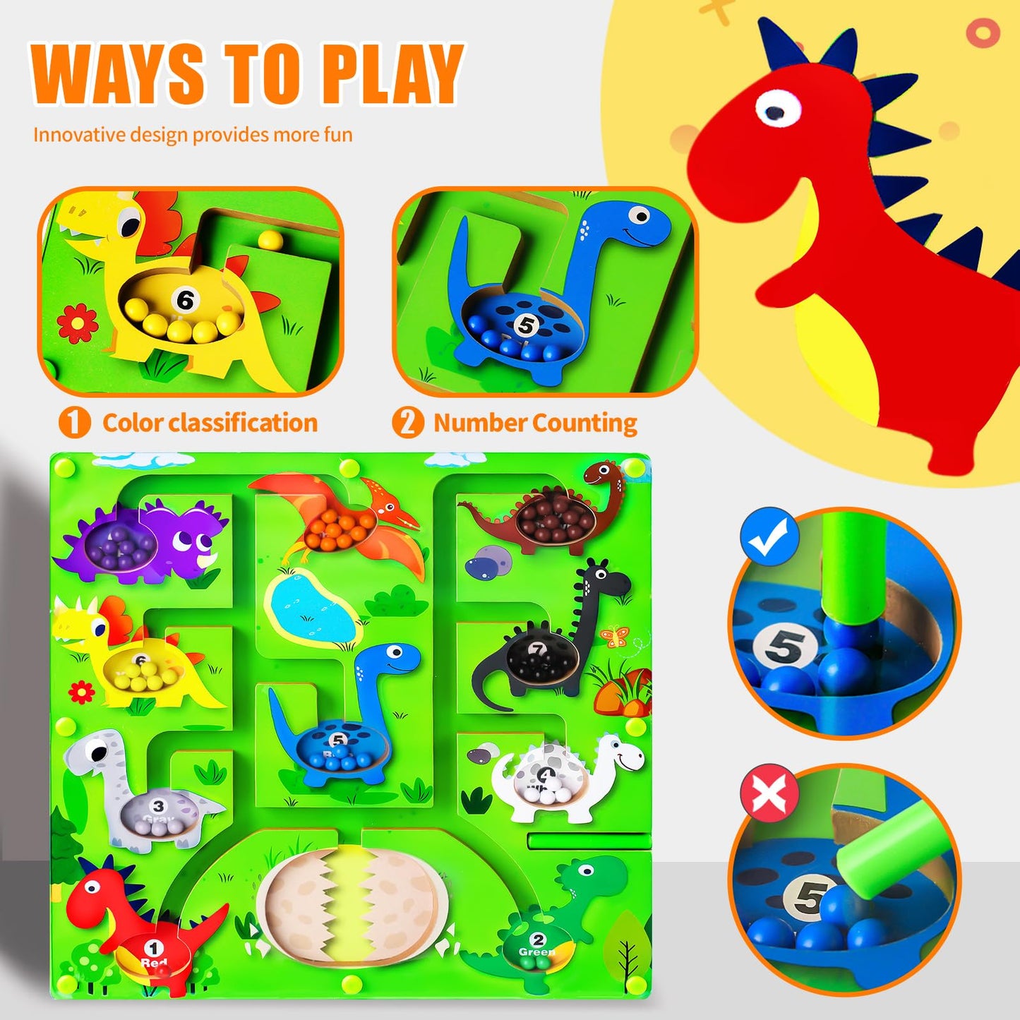 Simente Magnetic Color And Number Maze,Montessori Toys For 3 4 5 Year Old Boys Girls,Wooden Puzzle Activity Board,Gifts For Pres