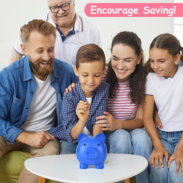 Pjdrllc Large Piggy Bank, Unbreakable Plastic Money Bank, Coin Bank For Girls And Boys, Large Size Piggy Banks, Practical Gifts For Birthday, Easter, Christmas (Dark Blue)