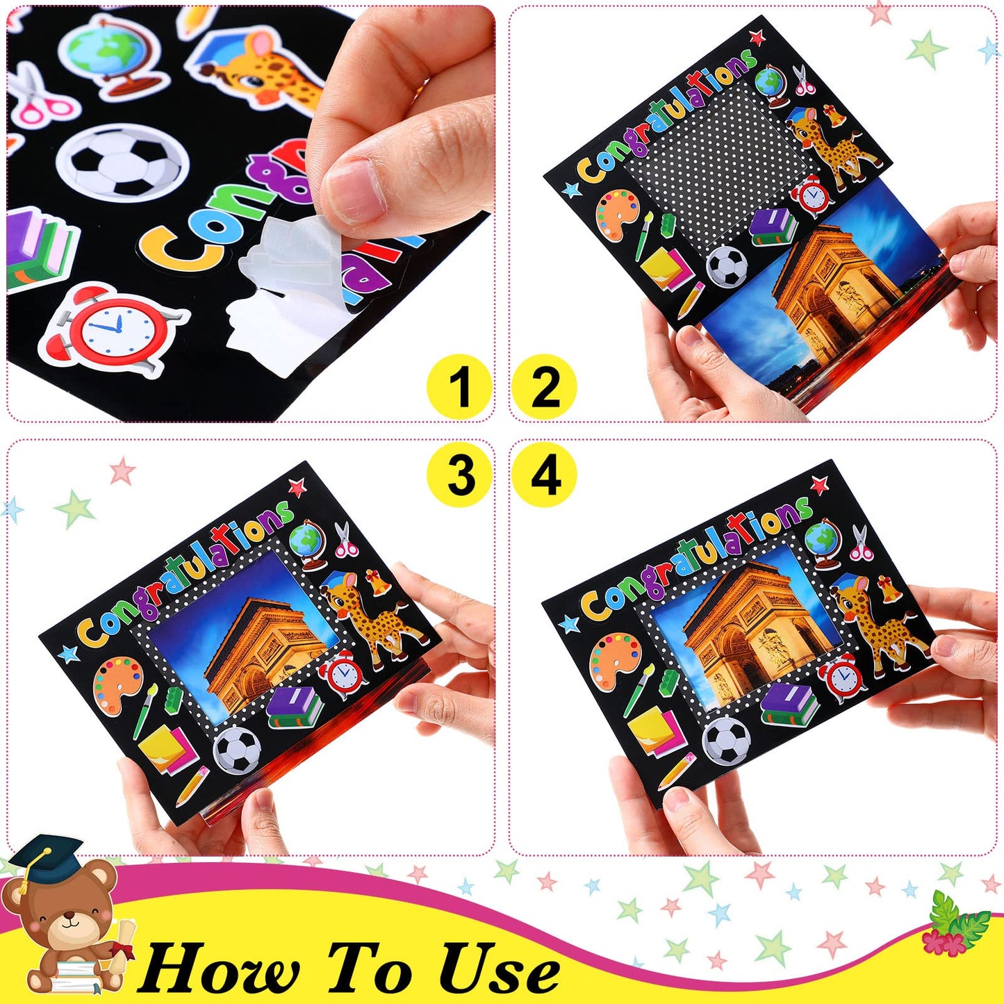 24 Sets Graduation Picture Frame Congrats Grad Party Favor Kindergarten DIY Craft Picture Frame School Photo Frame Craft Kits fo