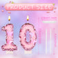 BOXOB Girls Birthday Number 10 Candles, 2.95in Pink Glitter Butterfly Cake Toppers, Wax, Model 08367, Perfect for Parties and Celebrations