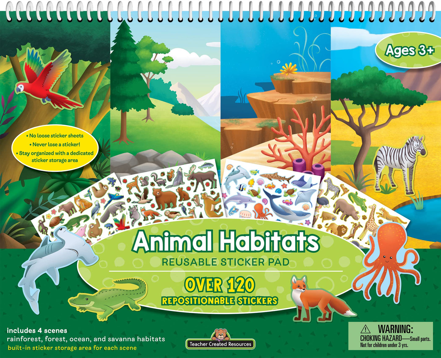 Teacher Created Resources Animal Habitats Reusable Sticker Pads - Model TCR20113 - Engaging Educational Fun for Kids