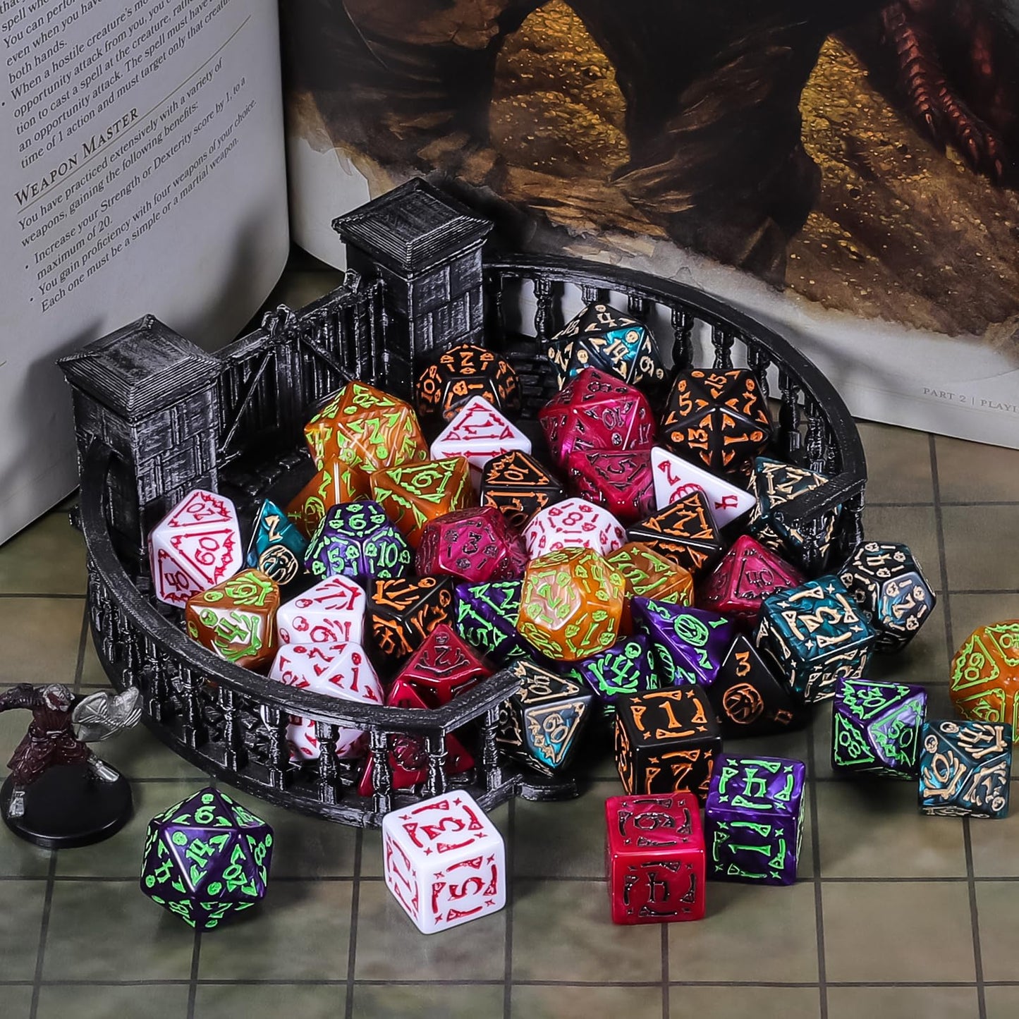 CiaraQ DND Polyhedral Dice Set (42pcs) with A Gold Pattern Drawstring Bag for Dungeons and Dragons RPG MTG Table Games. 6 Sets H