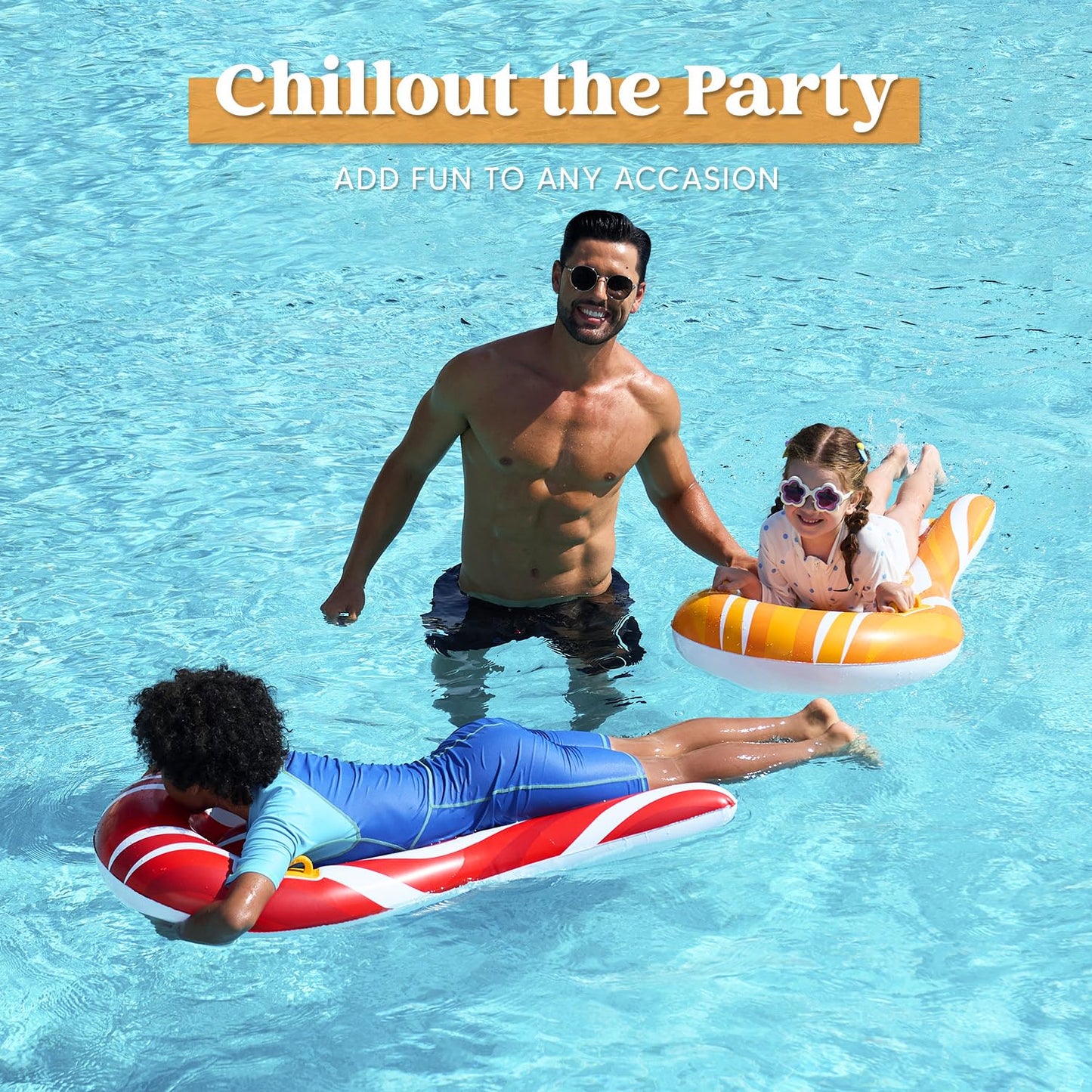 Sloosh 2 Pack Inflatable Body Boards For Water Slides, Surfing Board Pool Floats, Swimming Pool Floating Boards Learn To Swim, S