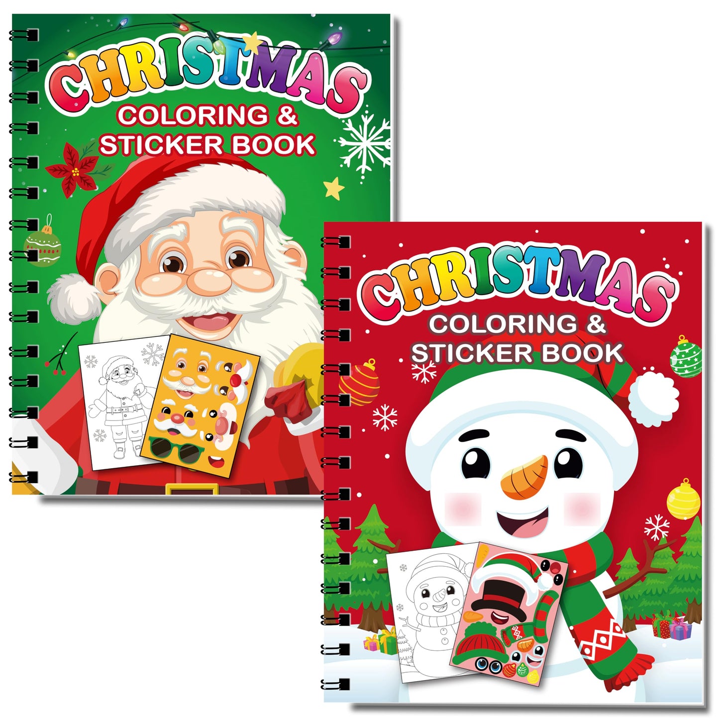 80UncleKimby 2 Pack Christmas Sticker Coloring Book for Activity Books Xmas Toys Holiday Gifts Party Favor(20 Scenes)
