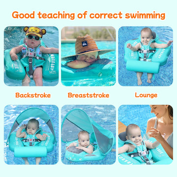 3Months To 48Months 3Rd Swim Mode Standing Stroke Baby Stroller Canopy Mambobaby Non Inflatable Baby Float Swim Trainer Solid Infant Pool Float Swim Ring