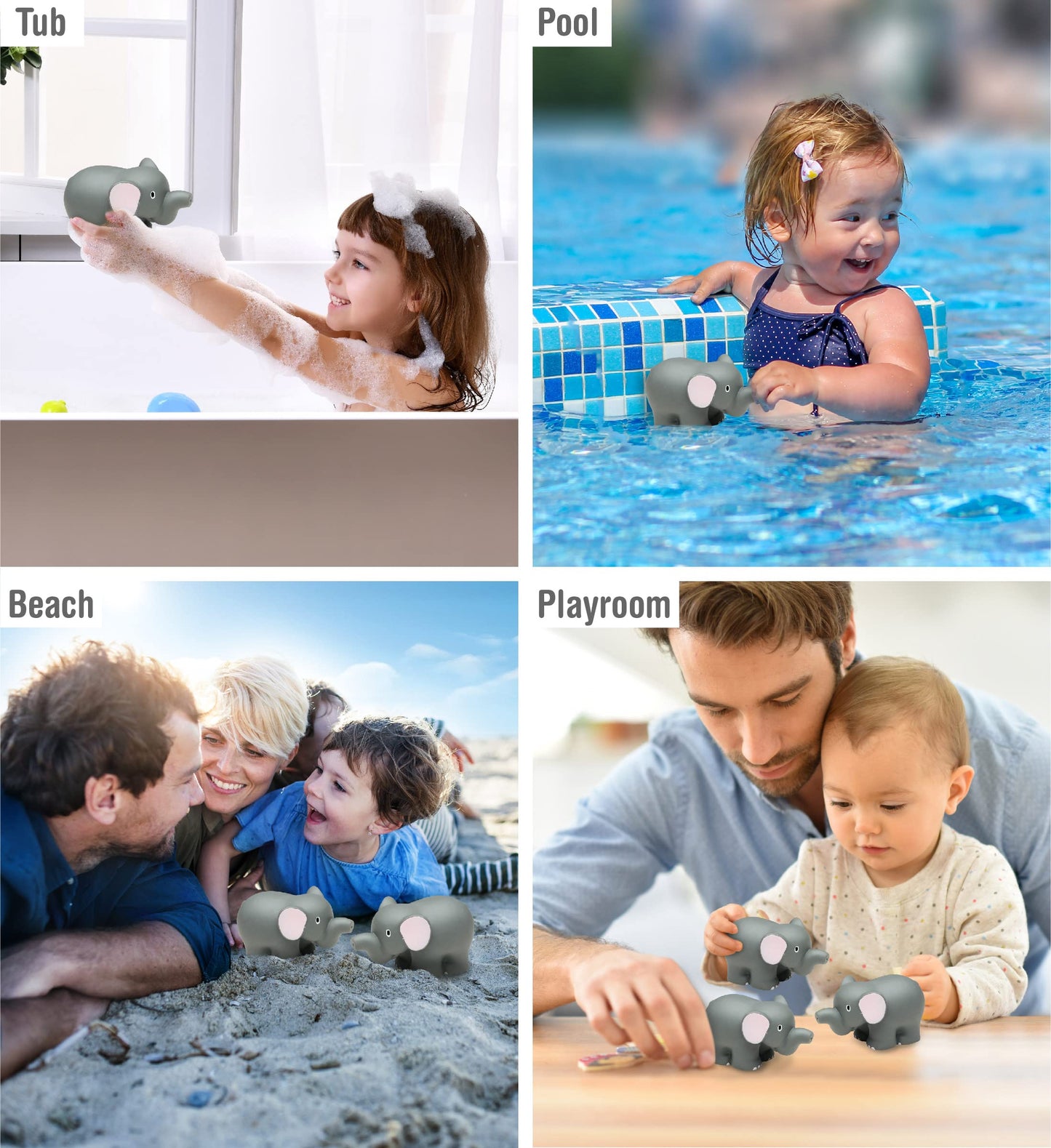 DolliBu Elephant Bath Buddy - Floating Rubber Squirter Toy for Toddlers, 3 Inch, Fun Bathtime Play, Ideal for Beach & Pool