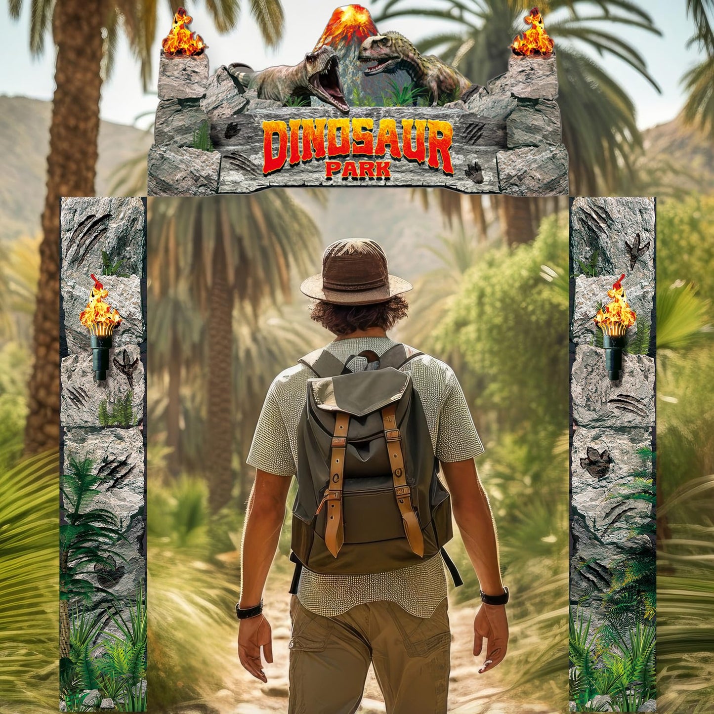 Funnymoom 3 Pcs Dinosaur Birthday Party Decorations Dinosaur Door Banner Dino Hanging Porch Sign Banner Dino Backdrop for Jungle