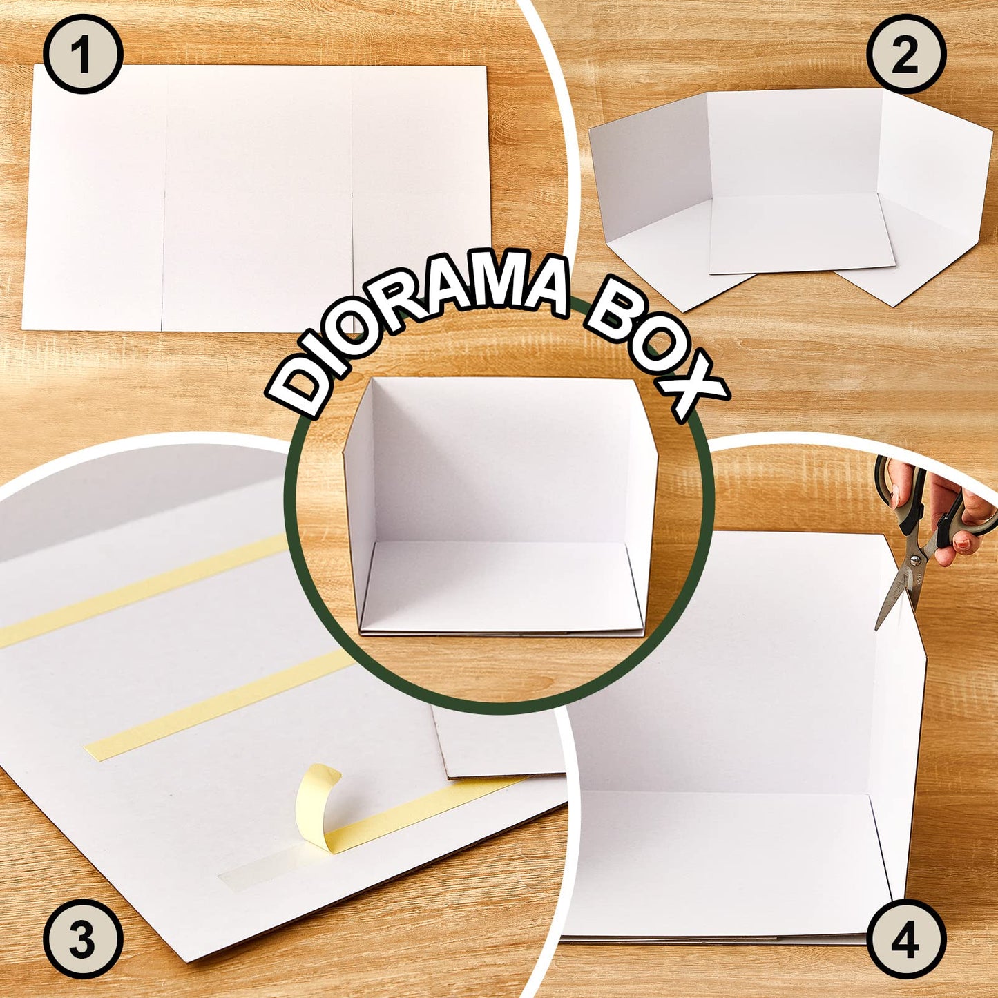10 Pcs Diorama Kit Diorama Box Cardboard Diorama Project With Double Sided Tapes For Display Diy Dollhouse Birthdays, White, 11.