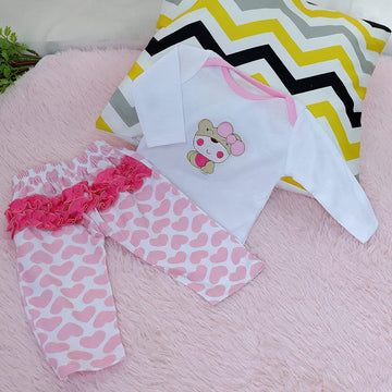 Reborn Baby Doll Clothes For 17-22 Inch Newborn Baby Doll Girl.?Cute Bear Pattern 4Pcs Set ?