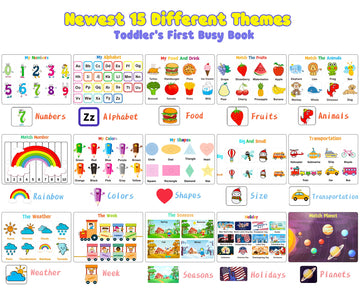 Huijing Montessori Preschool Learning Activities Newest 29 Themes Busy Book - Workbook Activity Binder / Toys For Toddlers, Auti