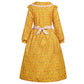 Pioneer Girl Costume Colonial Dress Kids Prairie Floral Village Girl Costumes Yellow Pilgrim Maid Farmer Outfit With Bonnet Apro