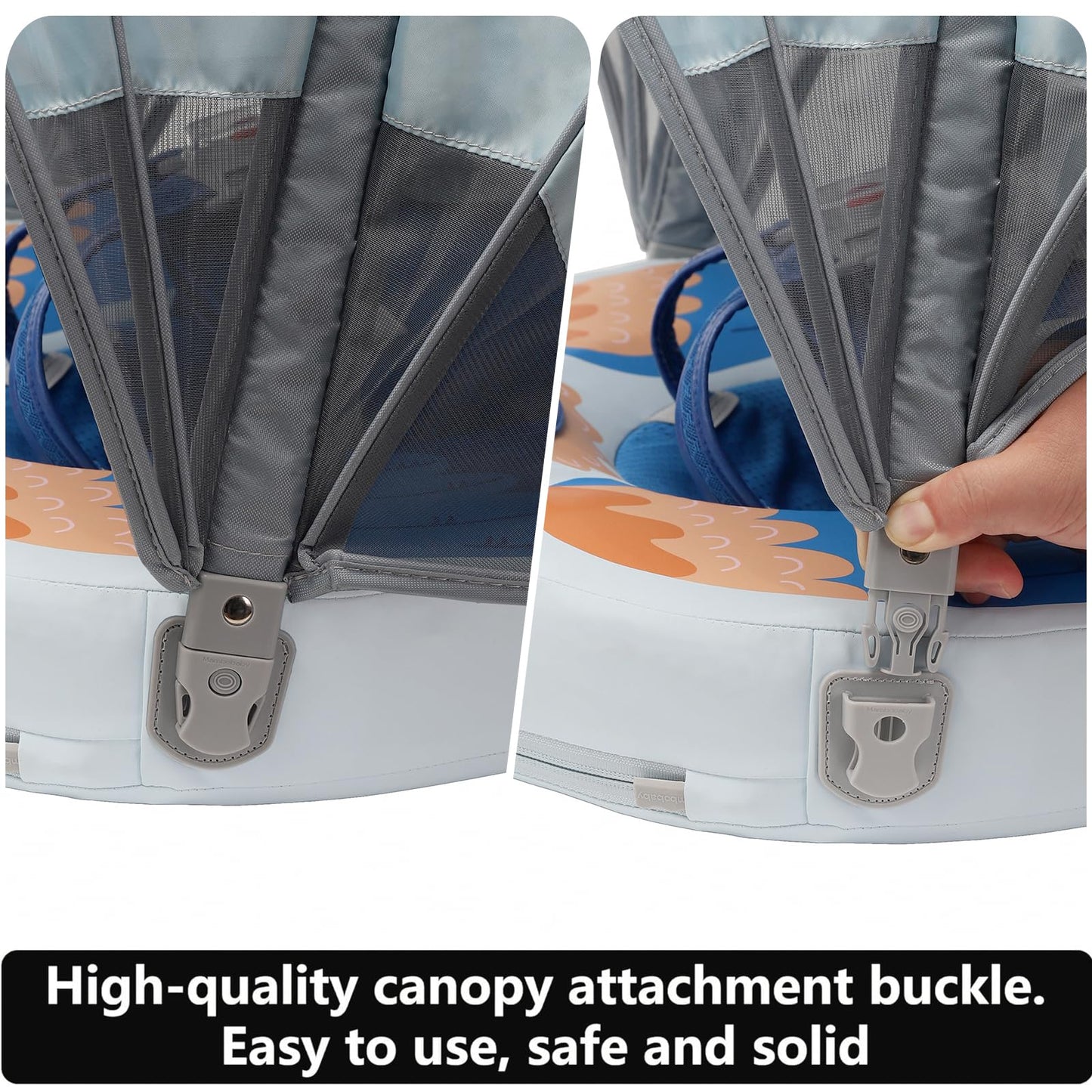 Luckclubtojoy Baby Float with Canopy, UV Protection, Safety Buckle, Large for 3-24 Months, Green, Model B50329W04O-NGCTRURBKMH