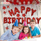 Red Happy Birthday Balloons Banner, 3D Mylar Foil Letter Birthday Balloons With 6Pcs Star Balloons, Birthday Party Decorations F
