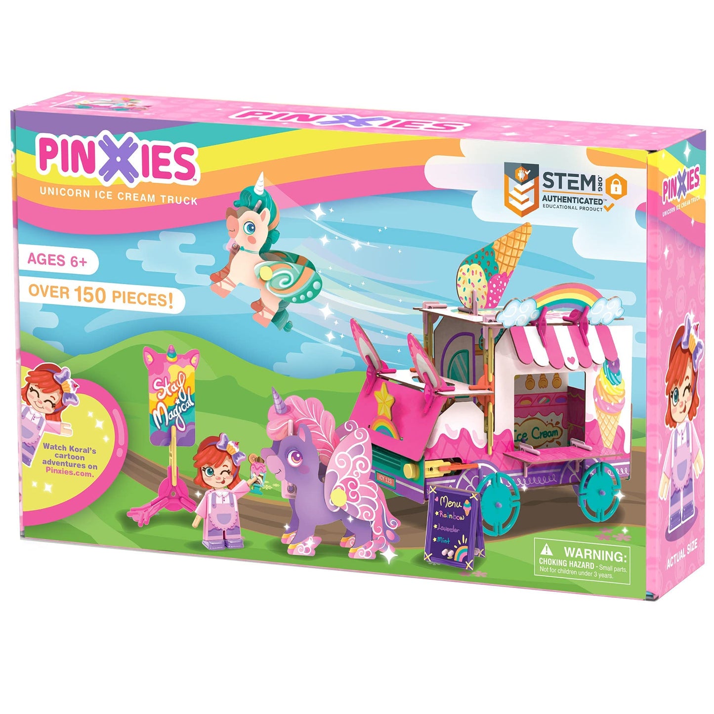 PINXIES Unicorn Ice Cream Truck Play Set | 3D Puzzle Toy for Kids | Colorful Plastic & Cardboard | STEM Toys Ages 6-7+