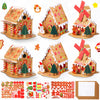 6 Sets Christmas Gingerbread House Kit Christmas Crafts for Kids Mini Christmas Cardboard Make-a-Gingerbread House Craft for Boy