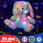 Glow Guards 10'' Musical Bunny Plush Toy - Rainbow Lop Eared Rabbit, Cotton, Light Up Night Light for Kids and Toddlers