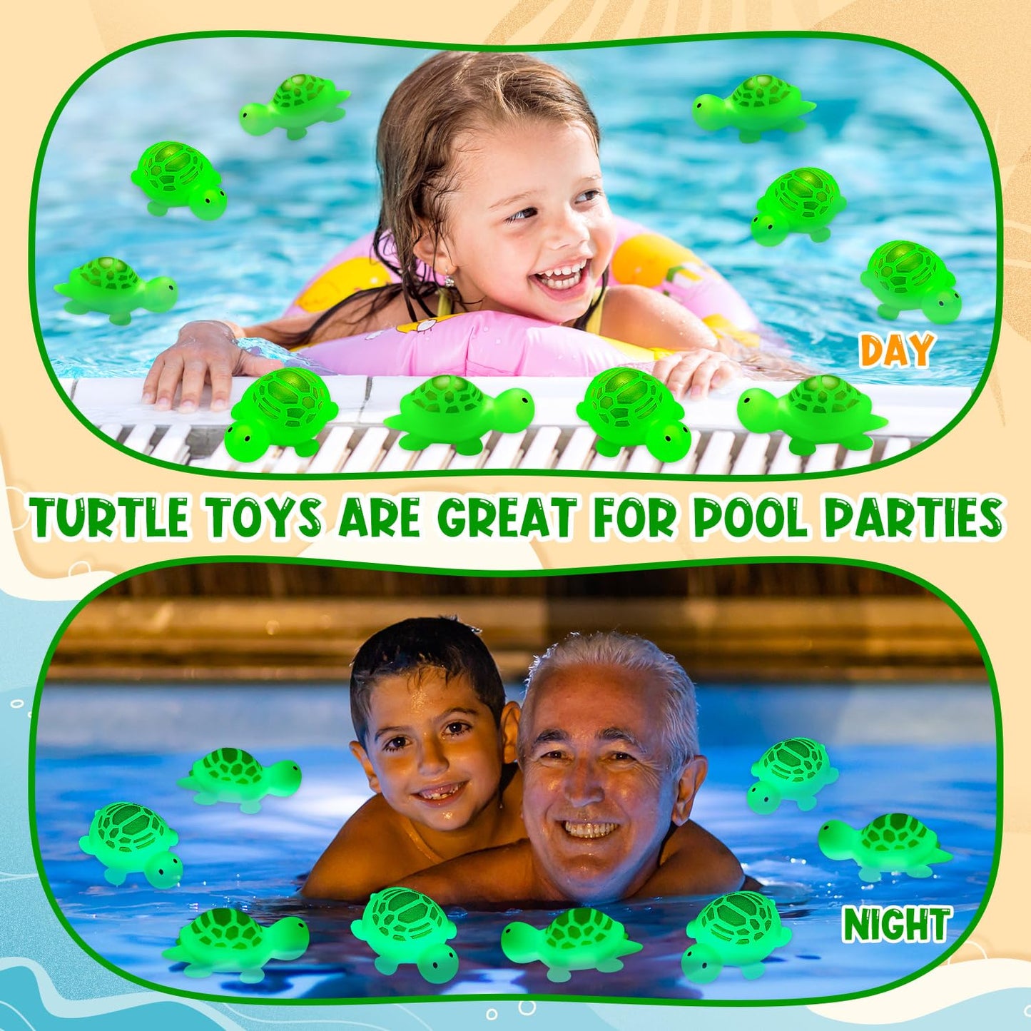 25Pcs Rubber Turtle Bath Toys Glow In The Dark Green Floating Squeaky Sea Turtle Rubbe Toys, Cute Screaming Sound Rubber Turtle