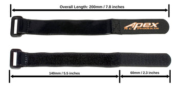 Apex RC Products 5 Pack 20mm x 200mm HD Rubberized Battery Straps Non-Slip 3030
