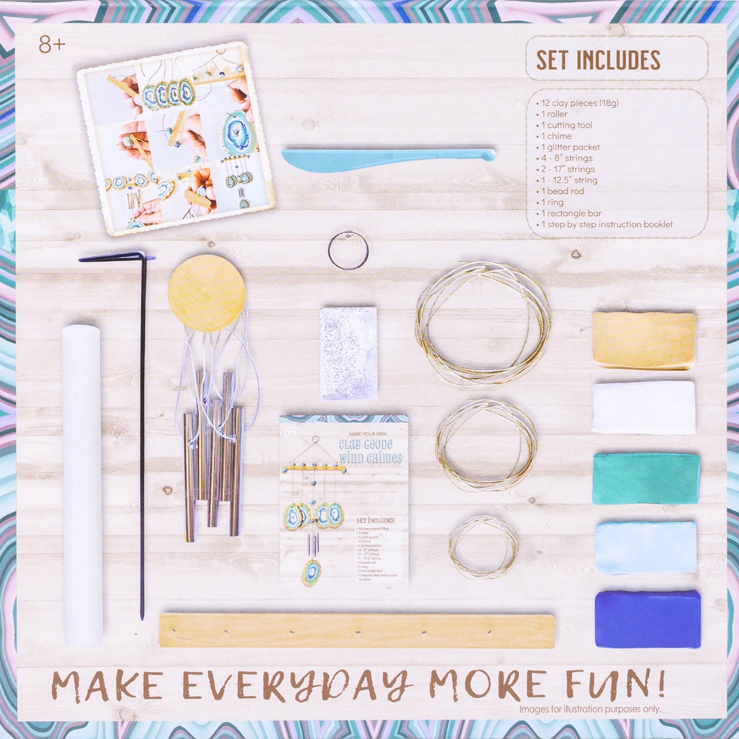 Hapinest Make Your Own Clay Geode Wind Chime Craft Kit for Kids Girls Teens, DIY Wind Chime Kit Crafting Projects for Home & Gar