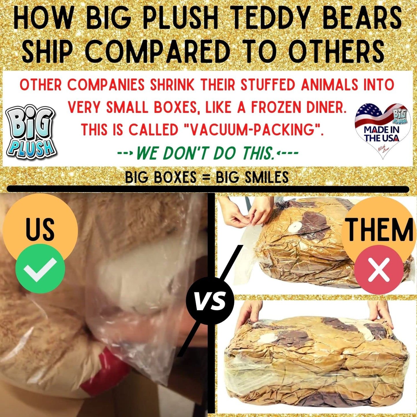 Big Plush Giant 5 Foot Customizable Teddy Bear Hand-Stuffed In Usa, Personalized & Ready To Hug In Big Box