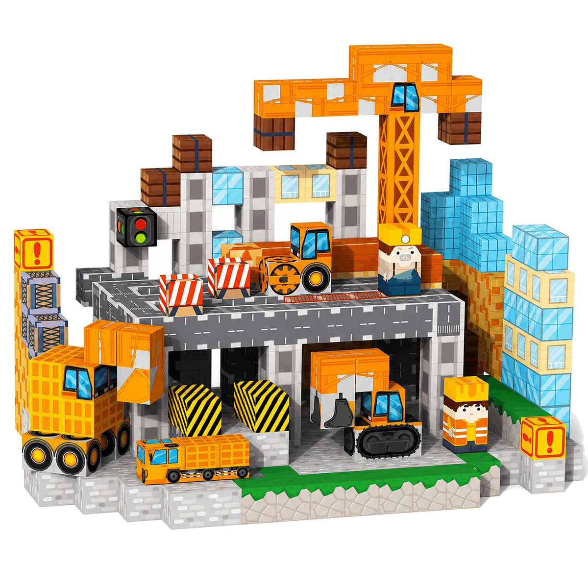 VNLINA 154PCS Magnetic Blocks City Building Set for Kids Ages 3+