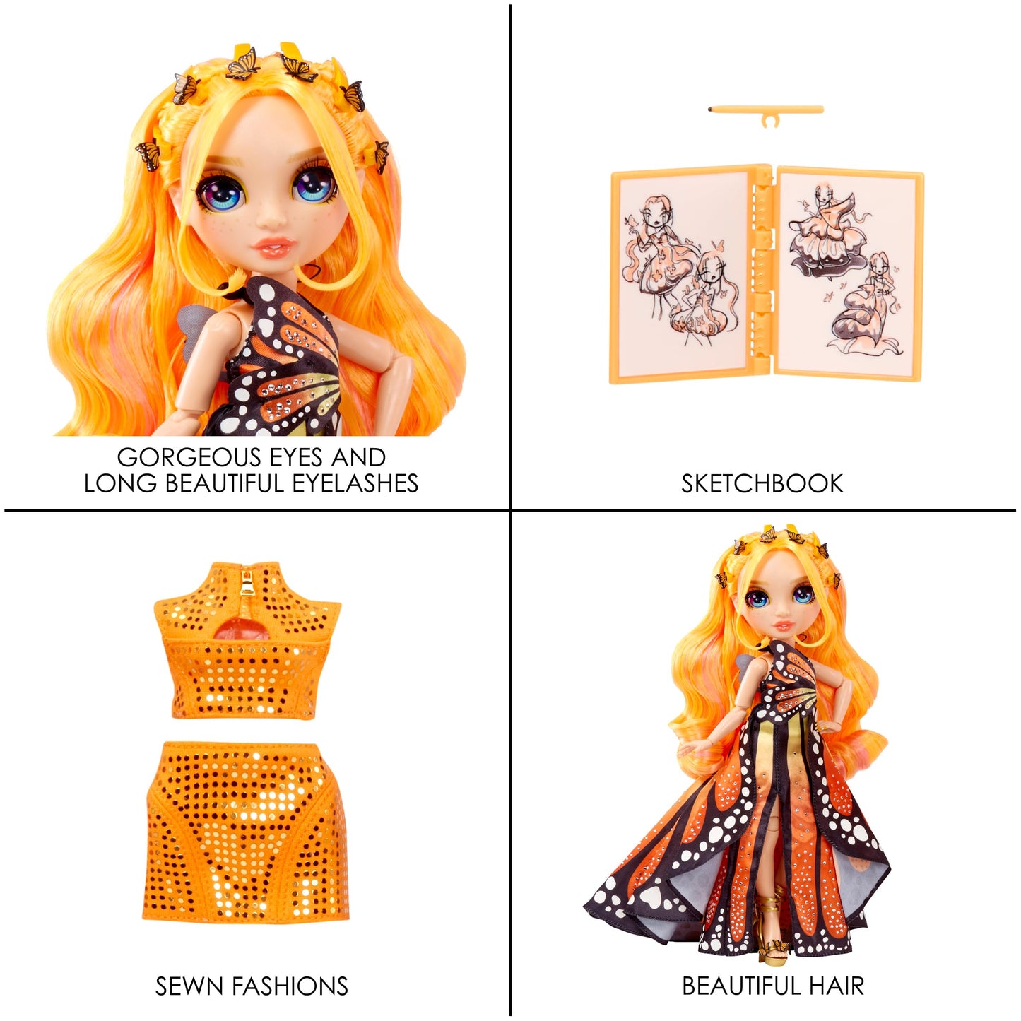 Rainbow High 11” Fashion Doll Poppy Rowan - Orange, 2 Outfits & Accessories, Plastic, Model 587330EUC, Perfect Gift for Kids 4-12 Years Old